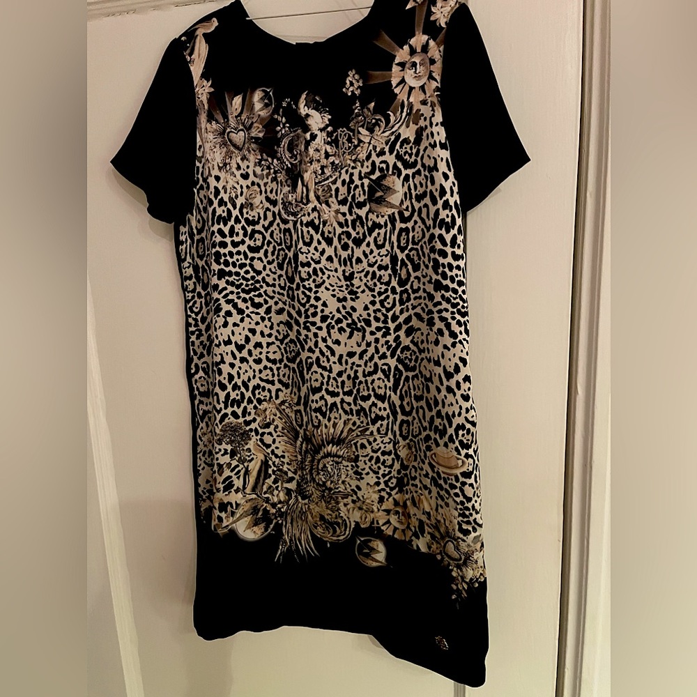 Roberto Cavalli size 10 leopard print silk dress
